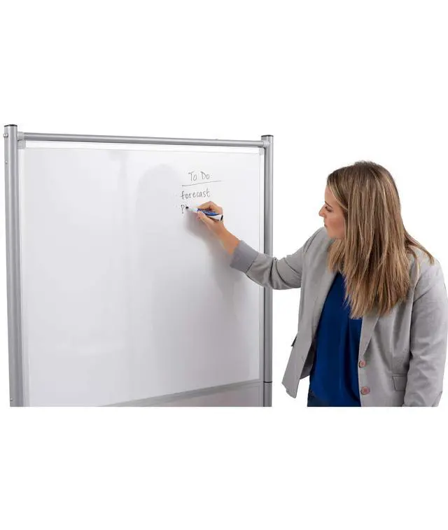 Alt view image 4 of 7 - Stand Up Desk Store Rolling Mobile Magnetic Whiteboard Room Divider Dry Erase Board for Home or Classroom (Combo Whiteboard/Tackboard, 40" W x 72" H)
