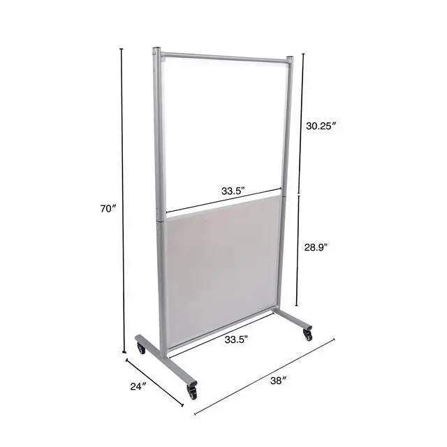 Alt view image 5 of 7 - Stand Up Desk Store Rolling Mobile Magnetic Whiteboard Room Divider Dry Erase Board for Home or Classroom (Combo Whiteboard/Tackboard, 40" W x 72" H)