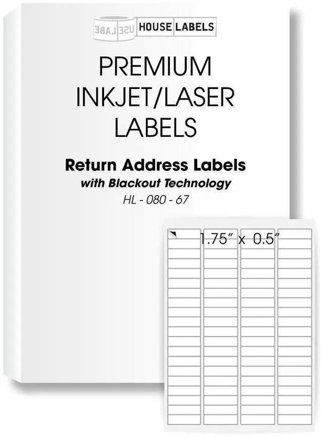 Main image of 80-up Address Labels (1/2" x 1-3/4") with Blackout Technology | For Laser and Inkjet Printers, 1000 Sheets