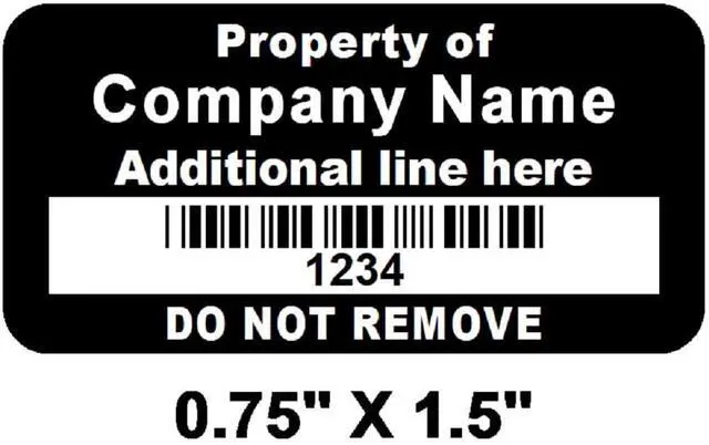 Main image of 0.75" x 1.5" 10 mil Black Anodized Aluminum Labels - Equipment Asset Tags (100)