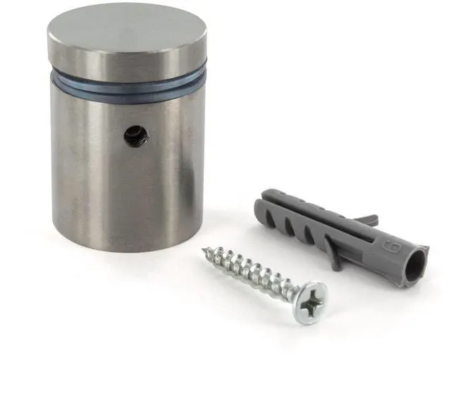 Main image of Sign Standoff 1" Diameter x 1" Barrel Length Brushed Stainless Finish Eco Lock Series Tamper Proof Standoff Pack of 20