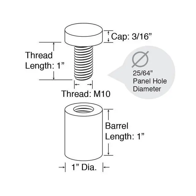 Alt view image 2 of 7 - Sign Standoff 1" Diameter x 1" Barrel Length Brushed Stainless Finish Eco Lock Series Tamper Proof Standoff Pack of 20