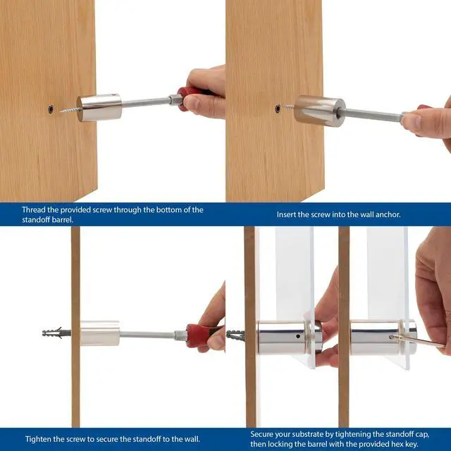 Alt view image 5 of 7 - Sign Standoff 1" Diameter x 1" Barrel Length Brushed Stainless Finish Eco Lock Series Tamper Proof Standoff Pack of 20
