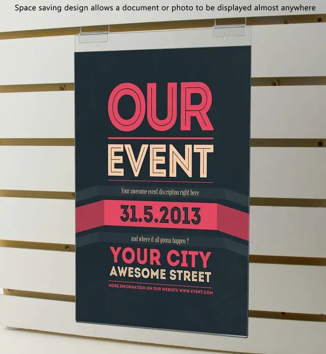 Alt view image 4 of 7 - 10 Pack Slatwall Sign Holder 11 Inch by 17 Inch Double Sided Large Ad Frame Clear Acrylic Sleeve for Events and Tradeshows