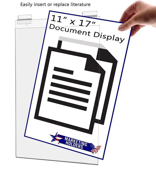 Alt view image 5 of 7 - 10 Pack Slatwall Sign Holder 11 Inch by 17 Inch Double Sided Large Ad Frame Clear Acrylic Sleeve for Events and Tradeshows
