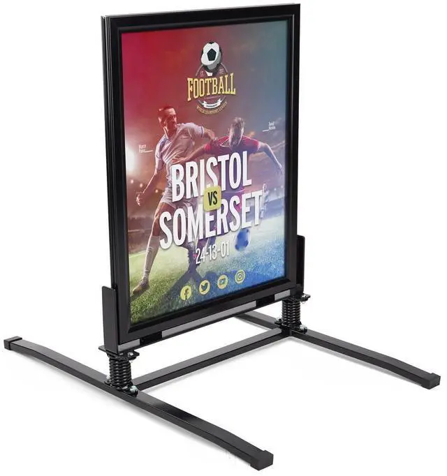 Main image of 22x28 Inch Outdoor Sign Holder, Black, Powder Coated Steel, Modern Style, Wind & Waterproof, Snap Frame with Magnetic Trim, Anti-Glare PVC Lenses