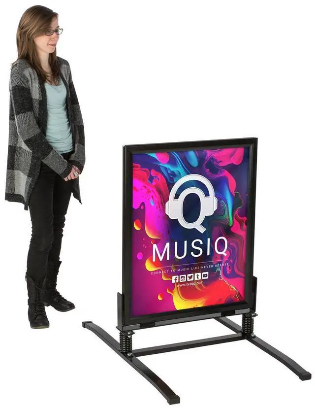 Alt view image 3 of 7 - 22x28 Inch Outdoor Sign Holder, Black, Powder Coated Steel, Modern Style, Wind & Waterproof, Snap Frame with Magnetic Trim, Anti-Glare PVC Lenses