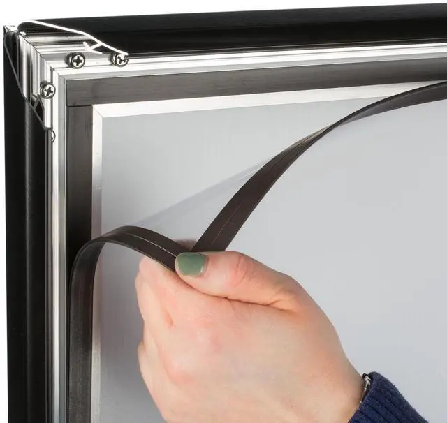 Alt view image 5 of 7 - 22x28 Inch Outdoor Sign Holder, Black, Powder Coated Steel, Modern Style, Wind & Waterproof, Snap Frame with Magnetic Trim, Anti-Glare PVC Lenses