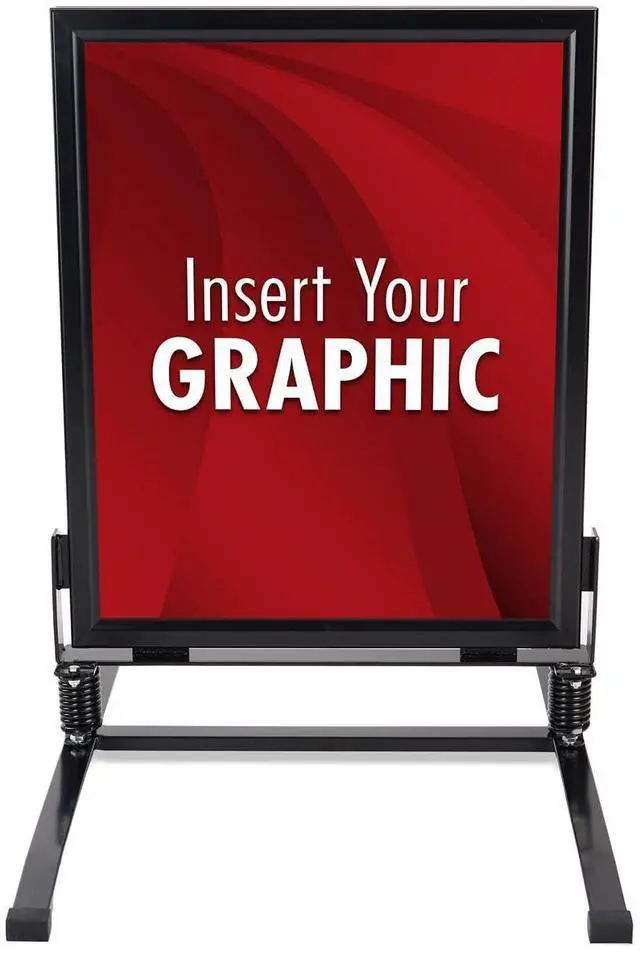 Alt view image 2 of 7 - 22x28 Inch Outdoor Sign Holder, Black, Powder Coated Steel, Modern Style, Wind & Waterproof, Snap Frame with Magnetic Trim, Anti-Glare PVC Lenses
