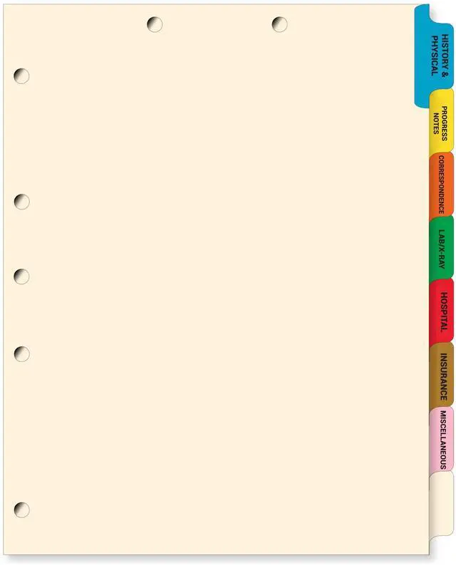 Main image of Medical Chart Dividers for Patient Records, 8 Side Tabs, 200 Sets | Pre-collated 8-tab medical chart divider sets with mylar-reinforced tabs