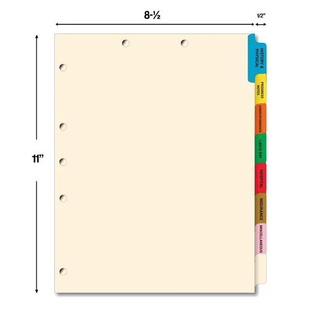 Alt view image 5 of 7 - Medical Chart Dividers for Patient Records, 8 Side Tabs, 200 Sets | Pre-collated 8-tab medical chart divider sets with mylar-reinforced tabs