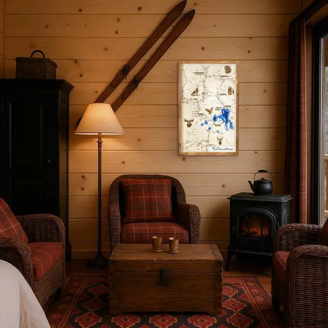Alt view image 6 of 6 - Yellowstone Topo Map Sign | Laser Engraved & Framed Wall Art