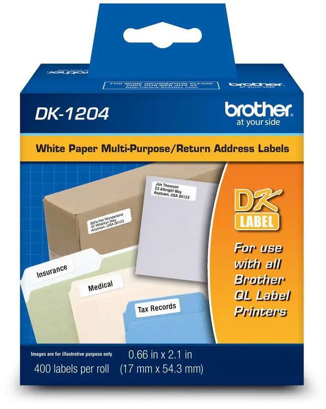 Main image of Genuine DK-1204 Multipurpose Paper Label Roll, 400 Labels per Roll, 12 Rolls for Use with All QL Label Printers