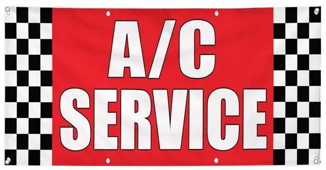 Main image of Vinyl Banner Multiple Sizes A C Service Auto Body Shop Car Repair A Automotive Outdoor Weatherproof Industrial Yard Signs Red 10 Grommets 60x144Inches