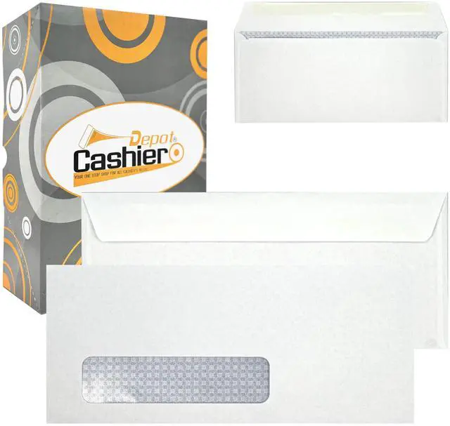 Main image of 2500 Cashier Depot - #10 Business Envelopes with Left Window, Security - Tinted, 4 1/8 X 9 1/2, Gum Flap, Sturdy 24lb. White, 2500 Count