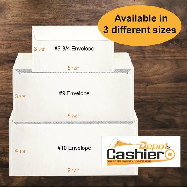 Alt view image 3 of 6 - 2500 Cashier Depot - #10 Business Envelopes with Left Window, Security - Tinted, 4 1/8 X 9 1/2, Gum Flap, Sturdy 24lb. White, 2500 Count