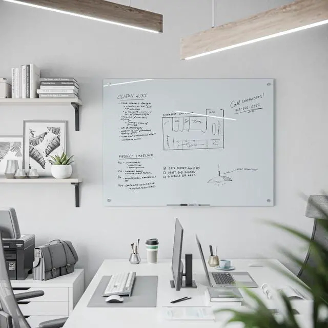 Alt view image 5 of 7 - Magnetic Glass Dry Erase Board, for Use with High Energy Magnets, 36" X 48" Inches, White Frosted Surface, Frameless