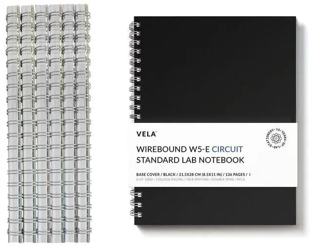 Main image of W5-E Wirebound Lab Notebook, 8.5 x 11 in (21.5 x 28 cm), 128 Pages, Double Wire Looped, 70lb Heavyweight Paper (6-Pack, Ruled +)