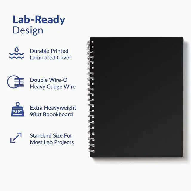 Alt view image 3 of 7 - W5-E Wirebound Lab Notebook, 8.5 x 11 in (21.5 x 28 cm), 128 Pages, Double Wire Looped, 70lb Heavyweight Paper (6-Pack, Ruled +)