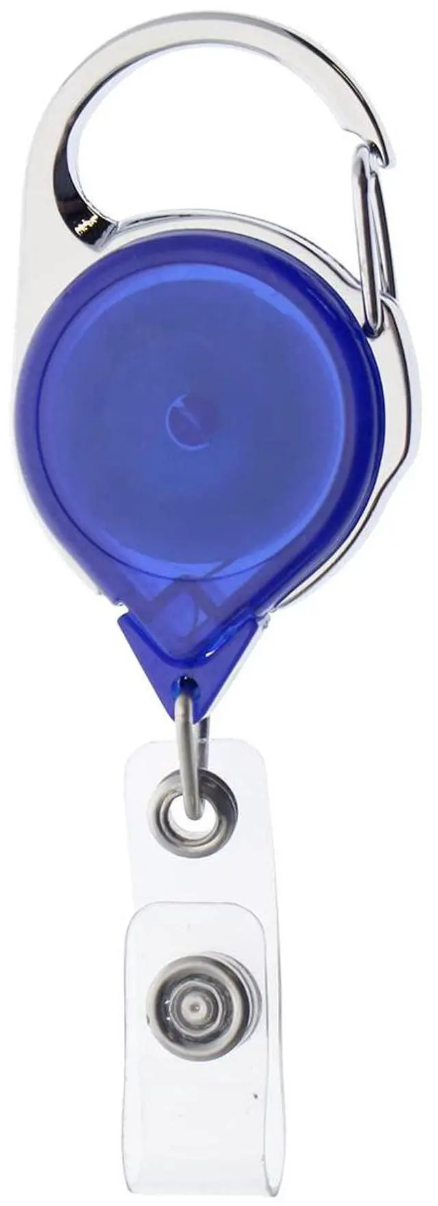 Main image of Bulk 100 Pack - Carabiner Badge Reel - Retractable Long Reach Cord - No Twist Translucent Blue Badge Holder for Office I'd Access Cards - Latch Easily to Belt Loop or Bag Strap by
