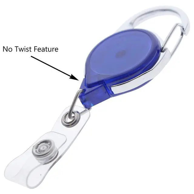 Alt view image 3 of 7 - Bulk 100 Pack - Carabiner Badge Reel - Retractable Long Reach Cord - No Twist Translucent Blue Badge Holder for Office I'd Access Cards - Latch Easily to Belt Loop or Bag Strap by