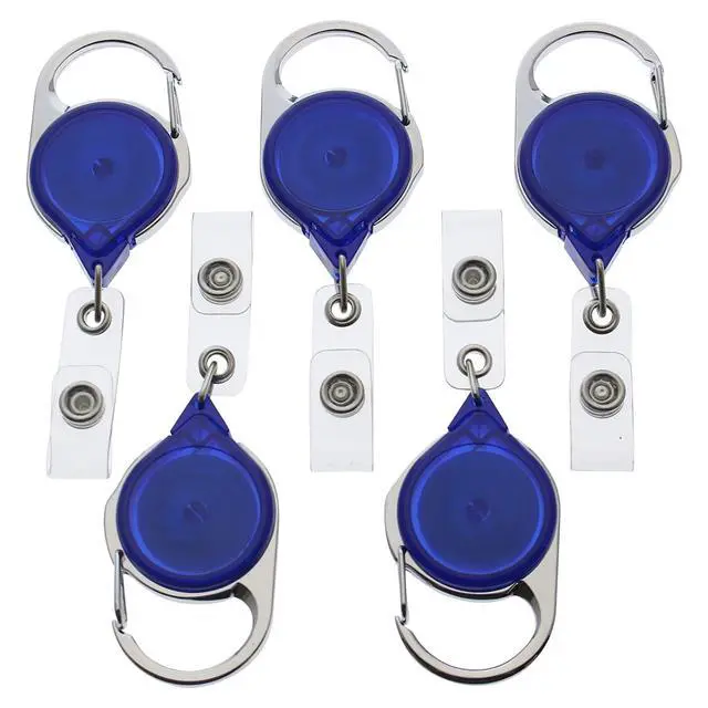 Alt view image 5 of 7 - Bulk 100 Pack - Carabiner Badge Reel - Retractable Long Reach Cord - No Twist Translucent Blue Badge Holder for Office I'd Access Cards - Latch Easily to Belt Loop or Bag Strap by