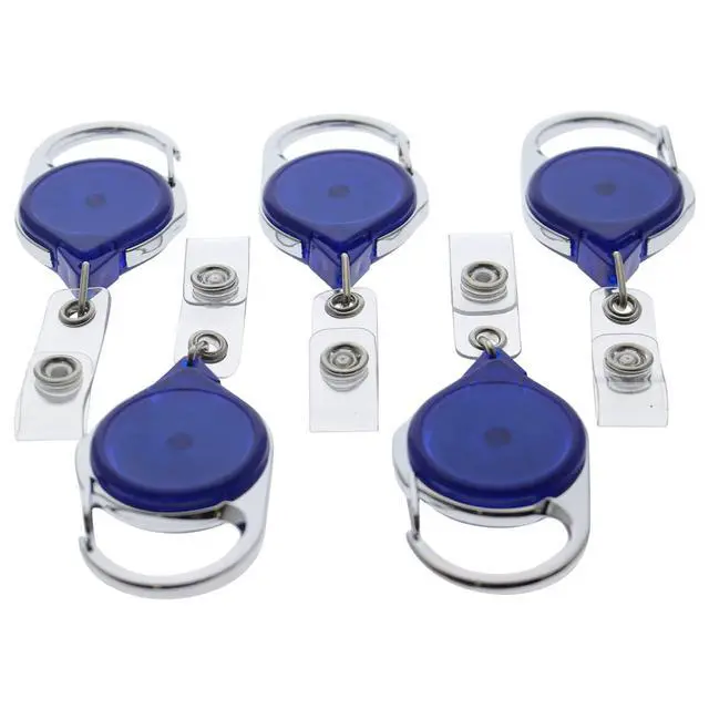 Alt view image 6 of 7 - Bulk 100 Pack - Carabiner Badge Reel - Retractable Long Reach Cord - No Twist Translucent Blue Badge Holder for Office I'd Access Cards - Latch Easily to Belt Loop or Bag Strap by