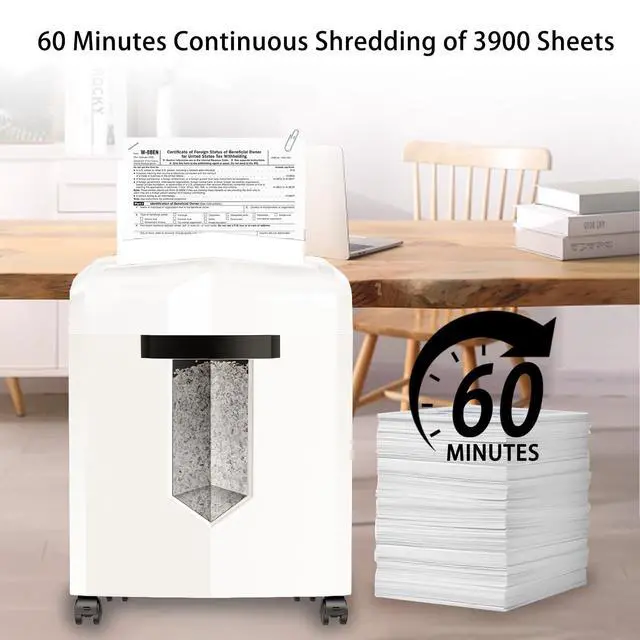 Alt view image 4 of 6 - C266-B Micro Cut Shredder, Easy-Carry Handle, 12-Sheet, P-4 Security, 60 Min Continuous, CD/Credit Card, Jam-Proof, 4.2 Gal Bin, Ideal for Home Office Use, White/Gray