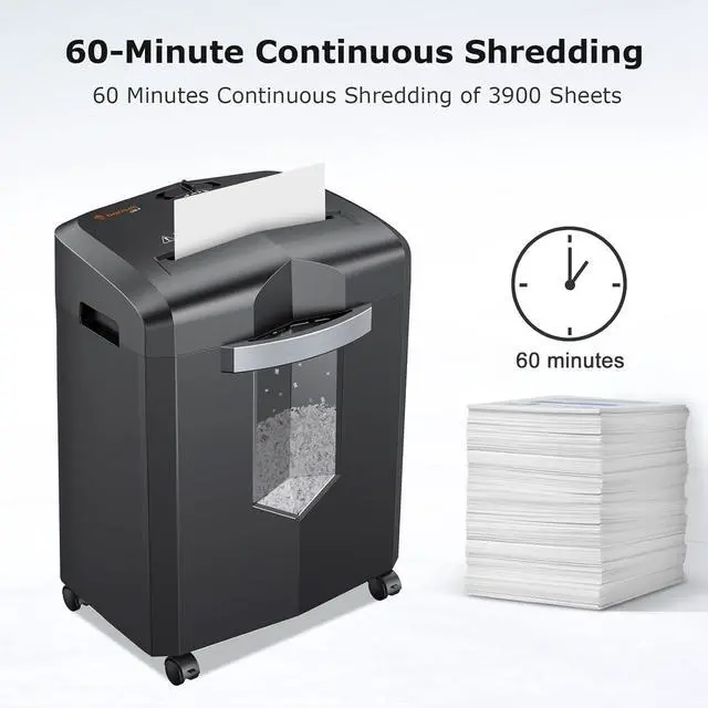 Alt view image 2 of 6 - 12-Sheet Micro Cut Shredder, P-4 Security Level, Shreds Paper, CD, Credit Card, Mail, Staple & Clip - 60 Min Continuous Use, Jam-Proof System, 4.2 Gal Pullout Bin