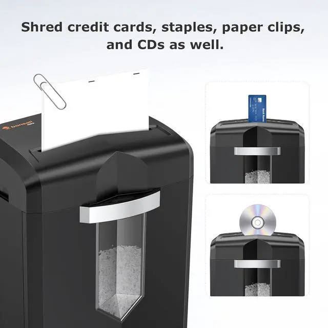 Alt view image 3 of 6 - 12-Sheet Micro Cut Shredder, P-4 Security Level, Shreds Paper, CD, Credit Card, Mail, Staple & Clip - 60 Min Continuous Use, Jam-Proof System, 4.2 Gal Pullout Bin