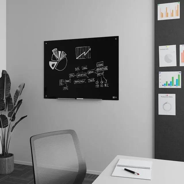 Alt view image 2 of 6 - Staples Tempered Glass Dry Erase Board, Black, 4-ft x 3-ft