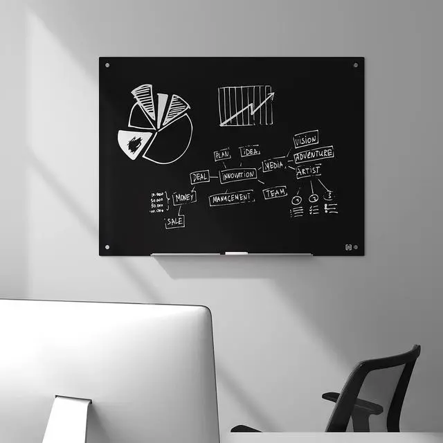 Alt view image 3 of 6 - Staples Tempered Glass Dry Erase Board, Black, 4-ft x 3-ft