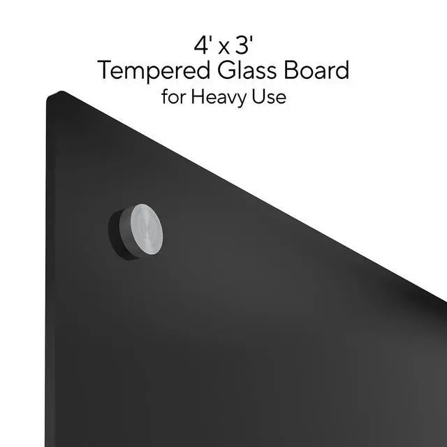 Alt view image 6 of 6 - Staples Tempered Glass Dry Erase Board, Black, 4-ft x 3-ft