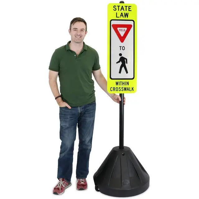 Alt view image 3 of 7 - Portable Sign Post with 5.5 Feet Pole and 2 Feet Diameter Base, Made in USA
