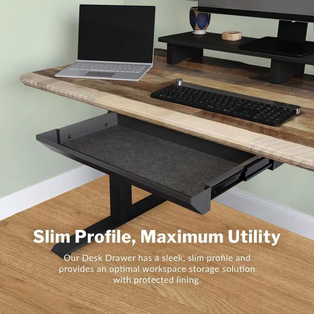 Alt view image 4 of 7 - Steel Under Desk Drawer - Slim Undermount Storage Organizer- Standing Desks Attachment- Versatile Placement Options, Efficient Workspace- Office Desk Accessory- (20.25" x 9.5" x 1.75")