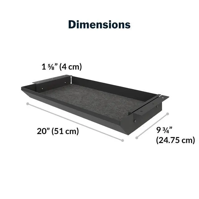 Alt view image 2 of 7 - Steel Under Desk Drawer - Slim Undermount Storage Organizer- Standing Desks Attachment- Versatile Placement Options, Efficient Workspace- Office Desk Accessory- (20.25" x 9.5" x 1.75")