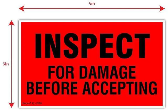 Main image of 3" X 5" Inspect for Damage Before Accepting Shipping Label Stickers for Shipping or Packing -500 Labels Per Roll (10 Pack)