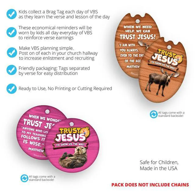 Alt view image 4 of 7 - 2025 VBS (Vacation Bible School) Faith Tag Value Pack. Trust North for Direction: 500 Brag Tags (100 Tags per Design)