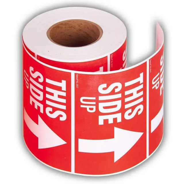 Alt view image 2 of 5 - 3" X 5" This Side Up Warning Stickers for Shipping and Packing - 500 Permanent Adhesive Labels Per Roll (10 Pack)