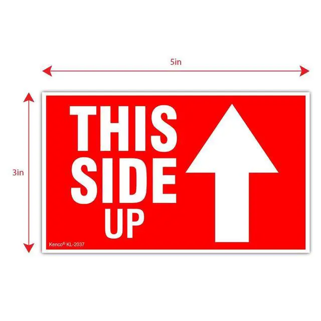 Alt view image 3 of 5 - 3" X 5" This Side Up Warning Stickers for Shipping and Packing - 500 Permanent Adhesive Labels Per Roll (10 Pack)
