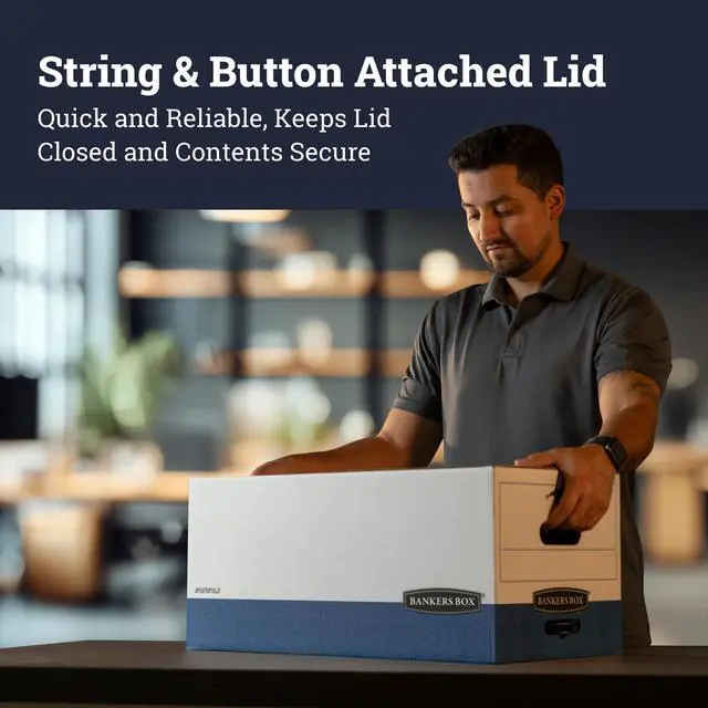 Alt view image 4 of 7 - 12-Pack String & Button Heavy-Duty File Box, Legal, FastFold | Protect critical records with string-and-button security, FastFold setup, and heavy-duty stacking strength