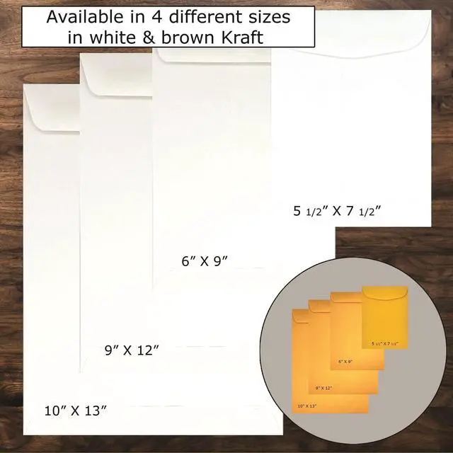 Alt view image 3 of 5 - 2500 Cashier Depot - 6" x 9" Catalog Envelopes Open End Sturdy 24lb White Wove Gum Flap Closure Professional Mailing & Document Storage, 2500 Count