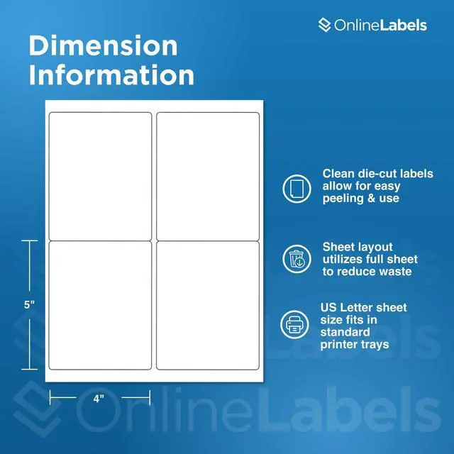 Alt view image 2 of 7 - 4 x 5 Rectangle Mailing Labels - Permanent, White Matte - Shipping, Wine, Product - Pack of 4,000-1,000 Sheets - Inkjet/Laser Printers