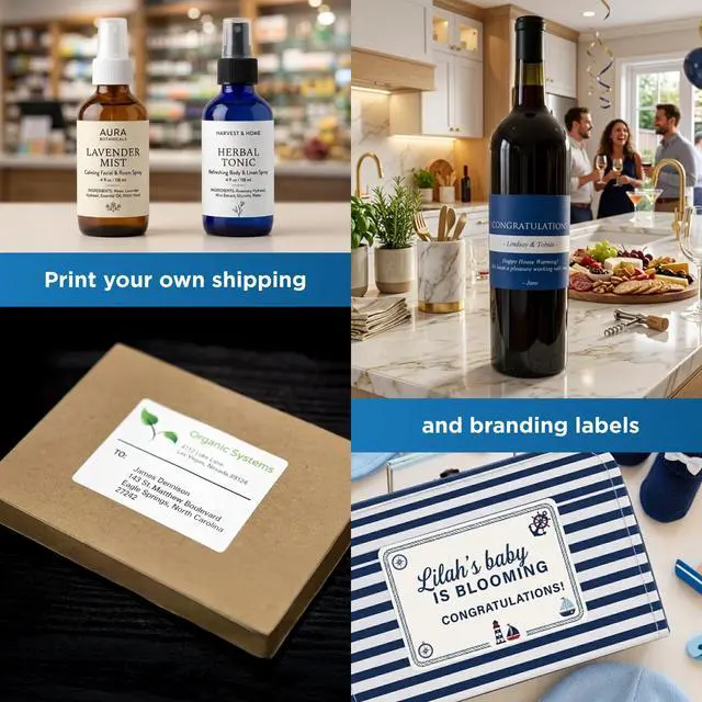 Alt view image 3 of 7 - 4 x 5 Rectangle Mailing Labels - Permanent, White Matte - Shipping, Wine, Product - Pack of 4,000-1,000 Sheets - Inkjet/Laser Printers