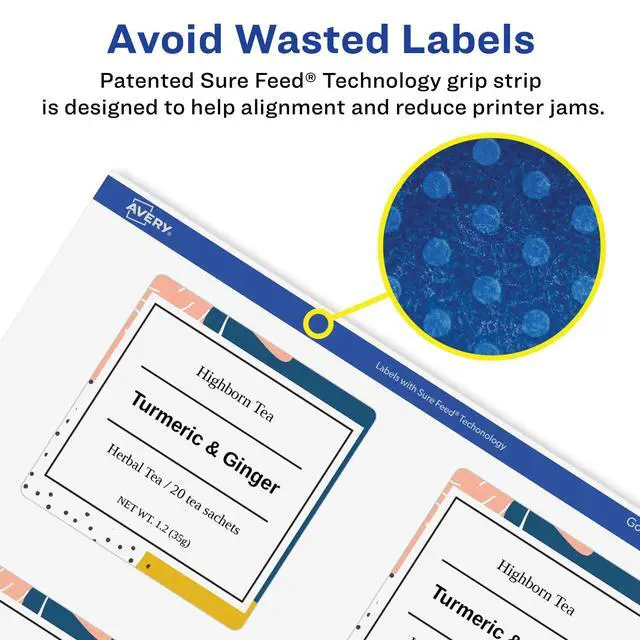 Alt view image 4 of 7 - Glossy Clear Square Labels, Sure Feed Technology, 3" x 3", 600 Glossy Clear Labels, Print-To-The-Edge, Laser/Inkjet Printable