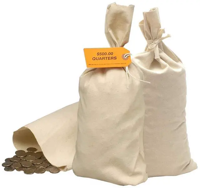 Main image of Heavy Duty Cloth Coin Bag 9W x 17 1/2H Duck Canvas Shipping Transit Bag Pack of 50