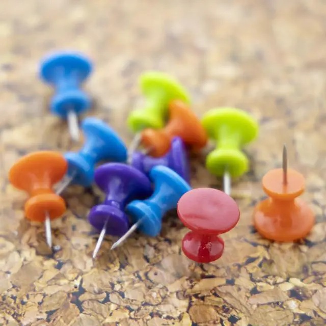 Alt view image 6 of 7 - Jumbo Push Pins, Assorted Colors, 25 Ct, 144-Case | sharp steel points that hold notes, photos, reminders on cork and bulletin boards