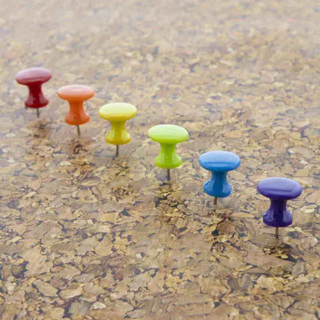 Alt view image 7 of 7 - Jumbo Push Pins, Assorted Colors, 25 Ct, 144-Case | sharp steel points that hold notes, photos, reminders on cork and bulletin boards