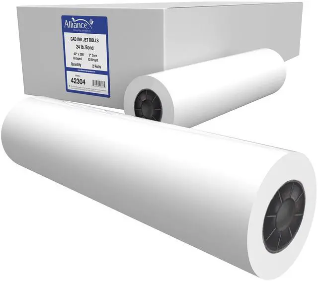 Main image of Wide Format Paper Rolls CAD Bond (24lb | 2 Rolls, 42 In x 300 Ft | 2" Core)