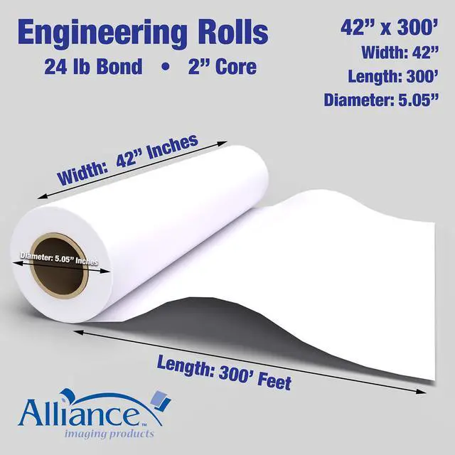 Alt view image 3 of 7 - Wide Format Paper Rolls CAD Bond (24lb | 2 Rolls, 42 In x 300 Ft | 2" Core)